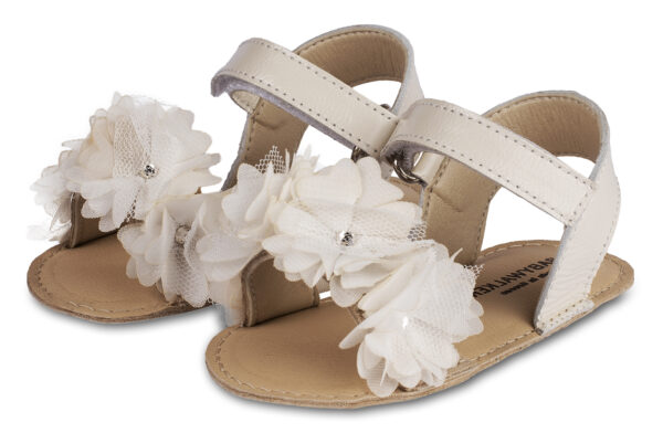 BABYWALKER Βαπτιστικό Πέδιλο Εκρού Με Chiffon Λουλούδια MI1633 - Image 3