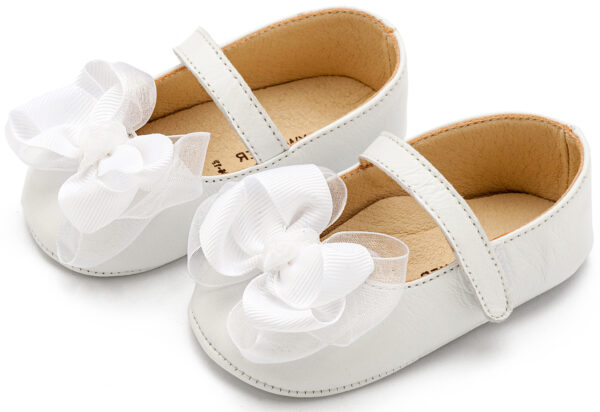 BABYWALKER Βαπτιστικά Γοβάκια Αγκαλιάς Δερμάτινα Λευκά Με Χειροποίητο Φιόγκο MI1652 - Image 3