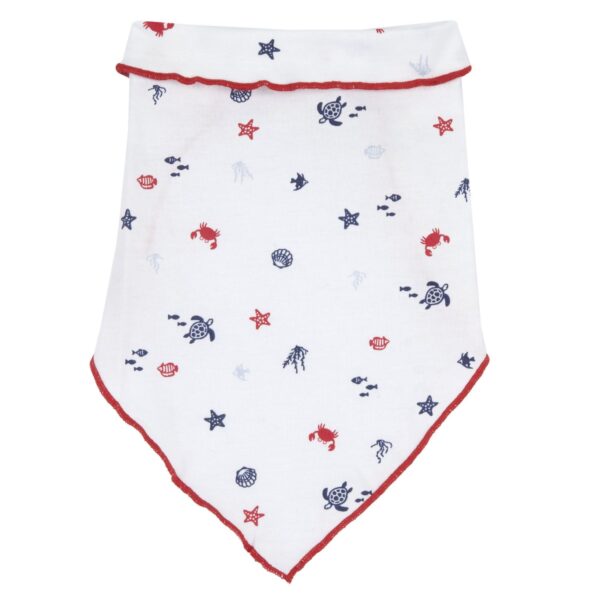 Chicco Βρεφική Μπαντάνα Για Κορίτσι Λευκό Κόκκινο Μπλε Με Ζωάκια Της Θάλασσας