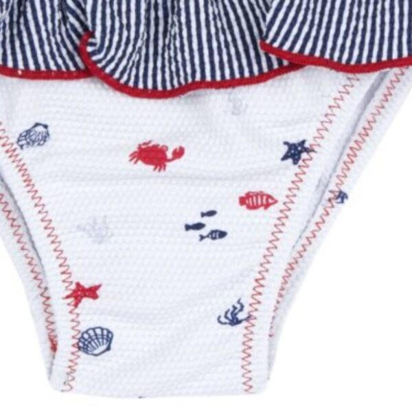 Chicco Βρεφικό Μονοκίνι Μαγιό Λευκό Κόκκινο Μπλε Με Ζωάκια Της Θάλασσας - Image 3