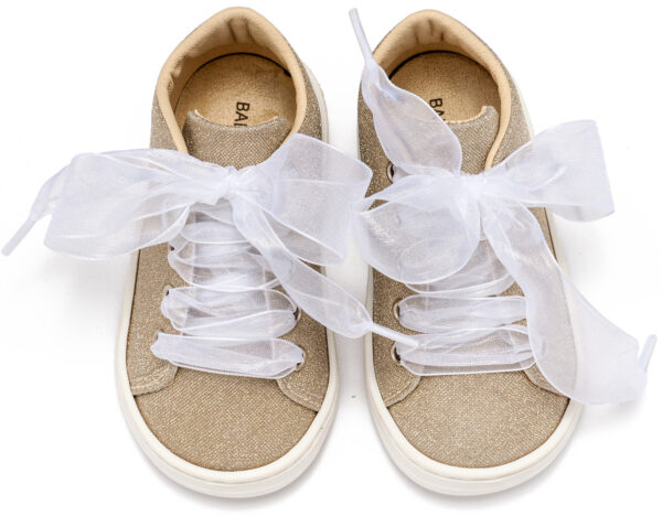 BABYWALKER Sneaker Από Ύφασμα Και Δέσιμο Κορδέλα Πλατίνα BW4864 - Image 2