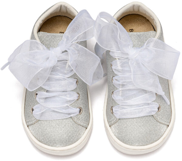 BABYWALKER Sneaker Από Ύφασμα Και Δέσιμο Κορδέλα Ασημί BW4864 - Image 2