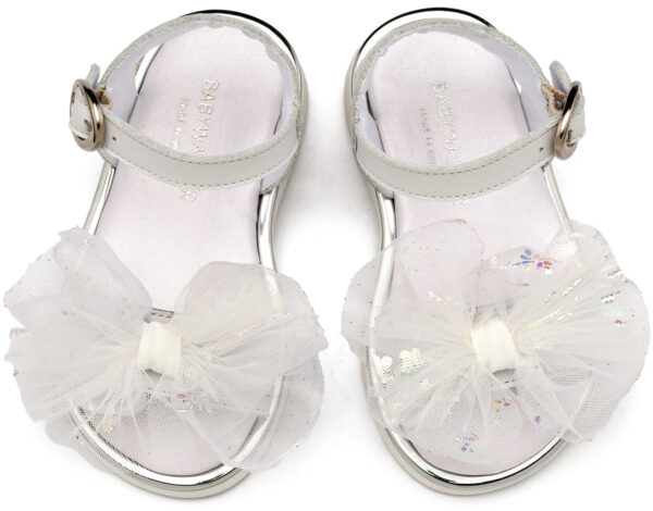 BABYWALKER Πέδιλο με Χειροποίητο Υφασμάτινο Φιόγκο Λευκό EXC5879 - Image 2