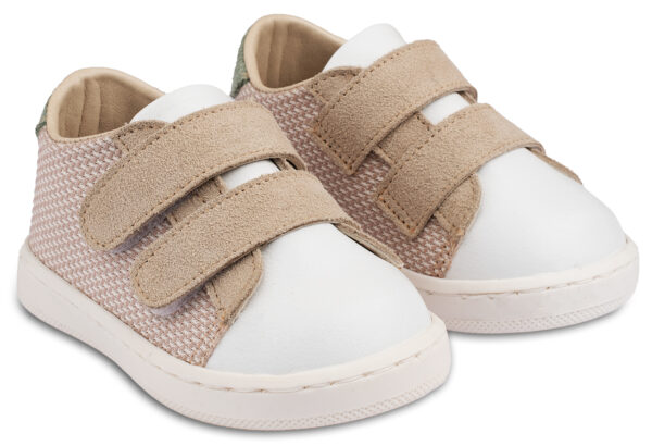 BABYWALKER Sneakers Διπλή Μπαρέτα Χρτατς Μπεζ Λευκό PRI2104