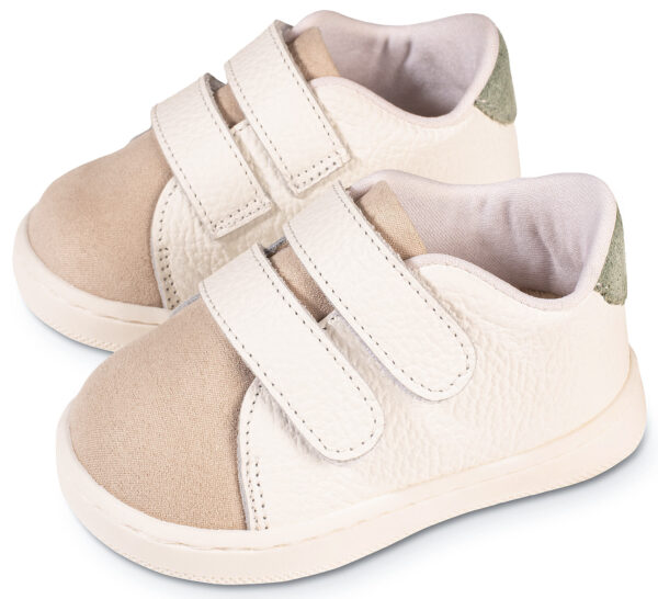 BABYWALKER Δερμάτινα Sneakers Λευκό Μπεζ Μέντα PRI2113 - Image 3