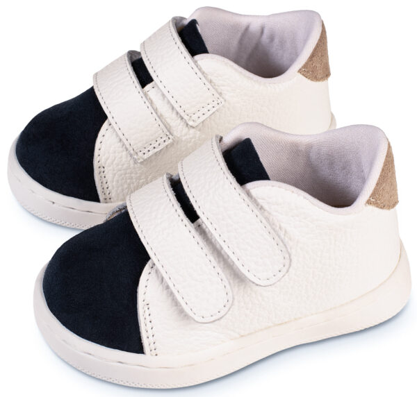 BABYWALKER Δερμάτινα Sneakers Λευκό Μπλε Μπεζ PRI2113 - Image 3