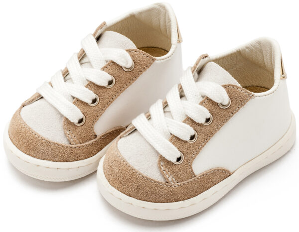 BABYWALKER Δερμάτινο Δετό Sneakers Λευκό Μπεζ PRΙ2120 - Image 3