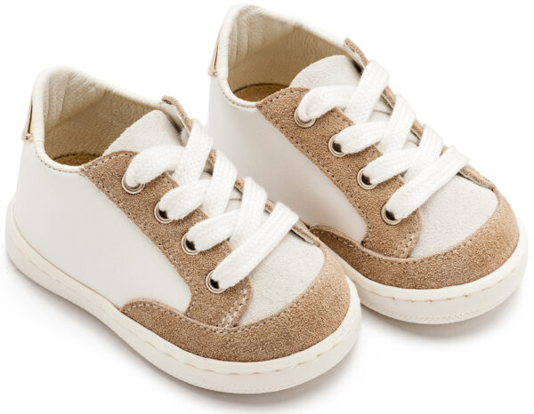 BABYWALKER Δερμάτινο Δετό Sneakers Λευκό Μπεζ PRΙ2120