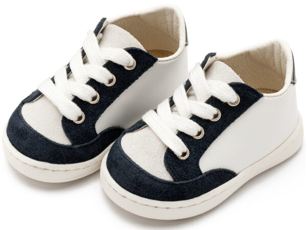 BABYWALKER Δερμάτινο Δετό Sneakers Λευκό Μπλε PRΙ2120 - Image 3