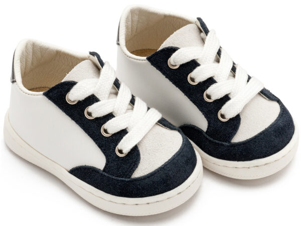 BABYWALKER Δερμάτινο Δετό Sneakers Λευκό Μπλε PRΙ2120
