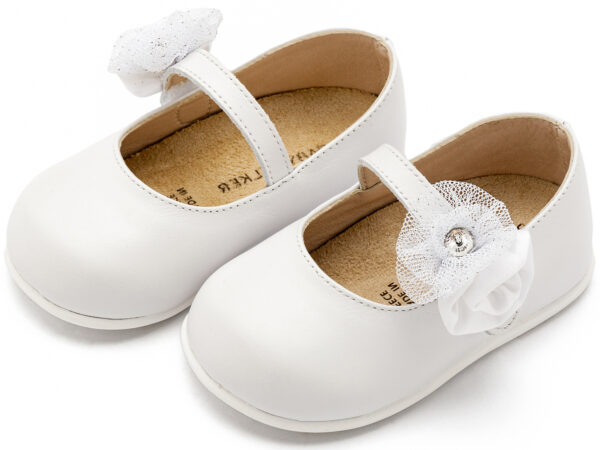 BABYWALKER Γοβάκι  Μονή Μπαρέτα με Διακοσμητικό Λουλούδι Λευκό PRI2642 - Image 3