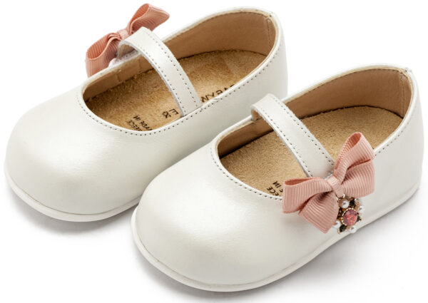 BABYWALKER Γοβάκι Μονή Μπαρέτα Με Φιογκάκι Στο Πλάι Εκρού Ροζ PRI2648 - Image 3