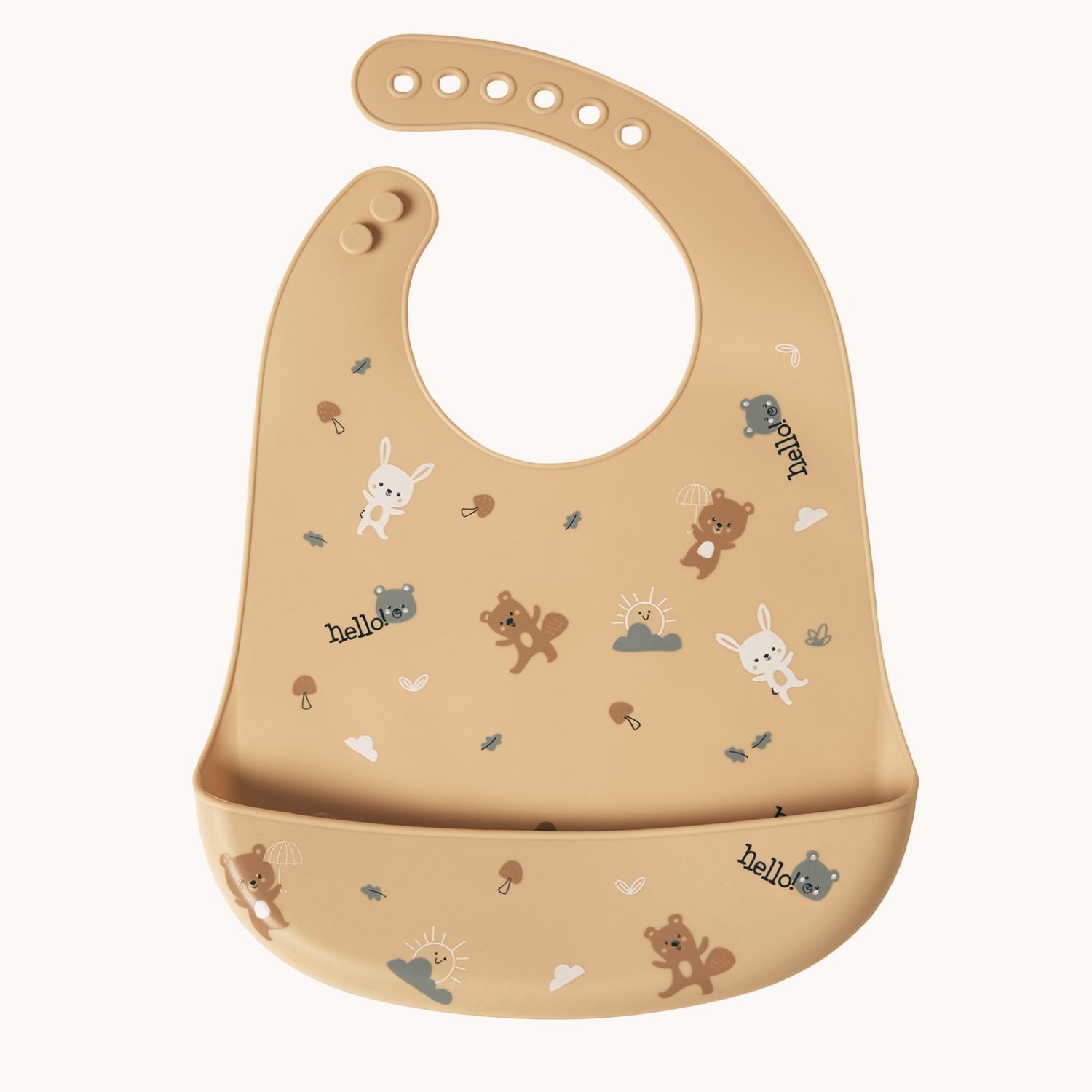 Ellepi Σετ Φαγητού Cute Bear Από Σιλικόνη Με Αντιολισθητική Βάση Και Σουπλά 6τμχ Λαδί Μπεζ - Image 4