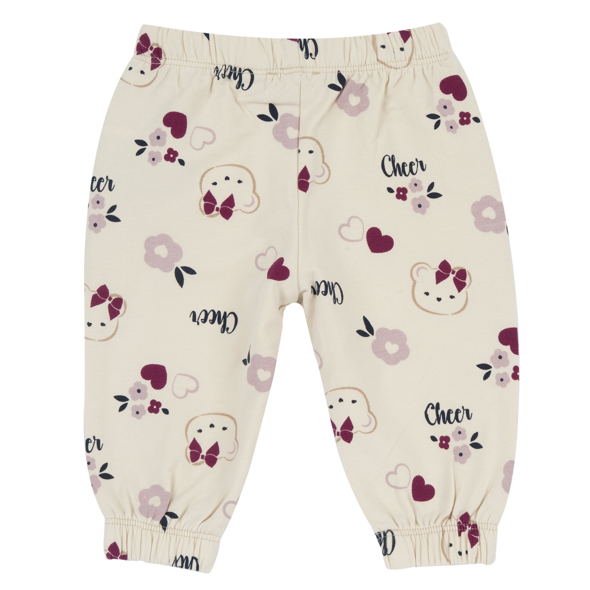 Chicco Βρεφικό Παντελόνι Jogger Εκρού με Αρκουδάκια & Φιόγκο - Image 2