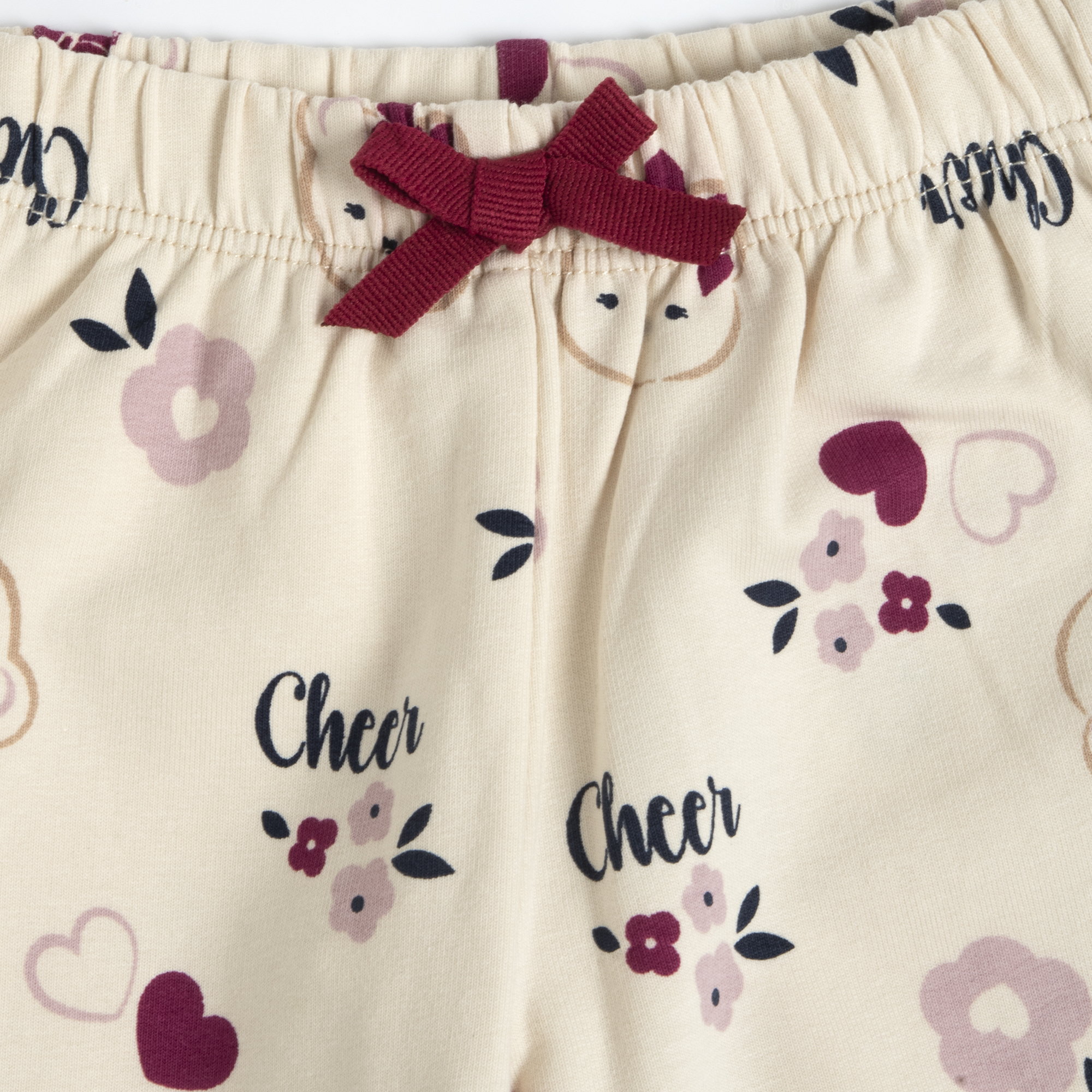 Chicco Βρεφικό Παντελόνι Jogger Εκρού με Αρκουδάκια & Φιόγκο - Image 3