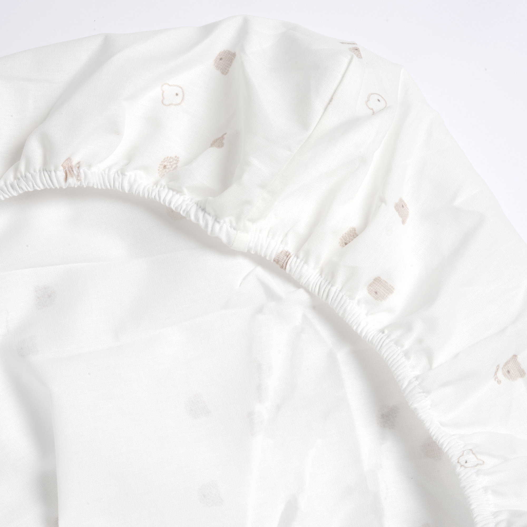 Chicco Βρεφικό Σετ Σεντονιών Unisex με Ζωάκια Λευκό-Μπεζ - Image 3