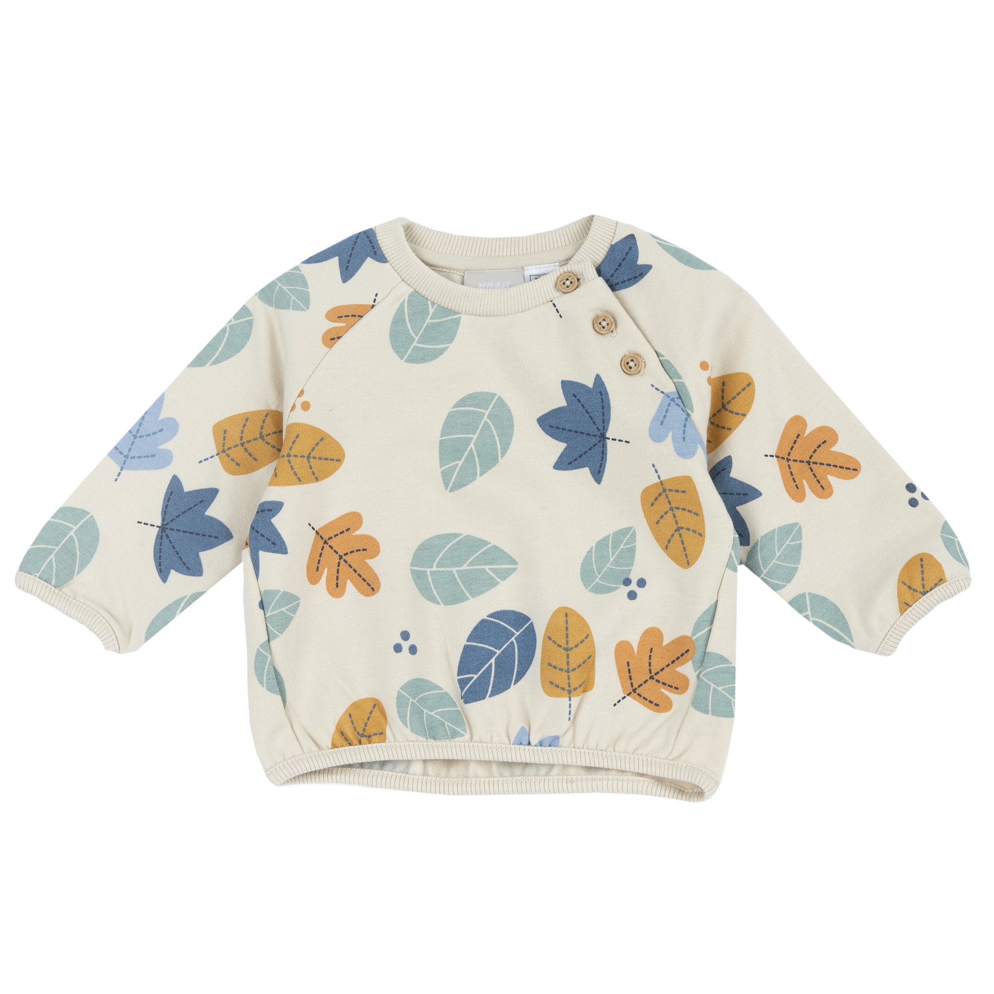 Chicco Βρεφική Μπλούζα Φούτερ Unisex με Φύλλα Εκρού (Oeko-Tex)