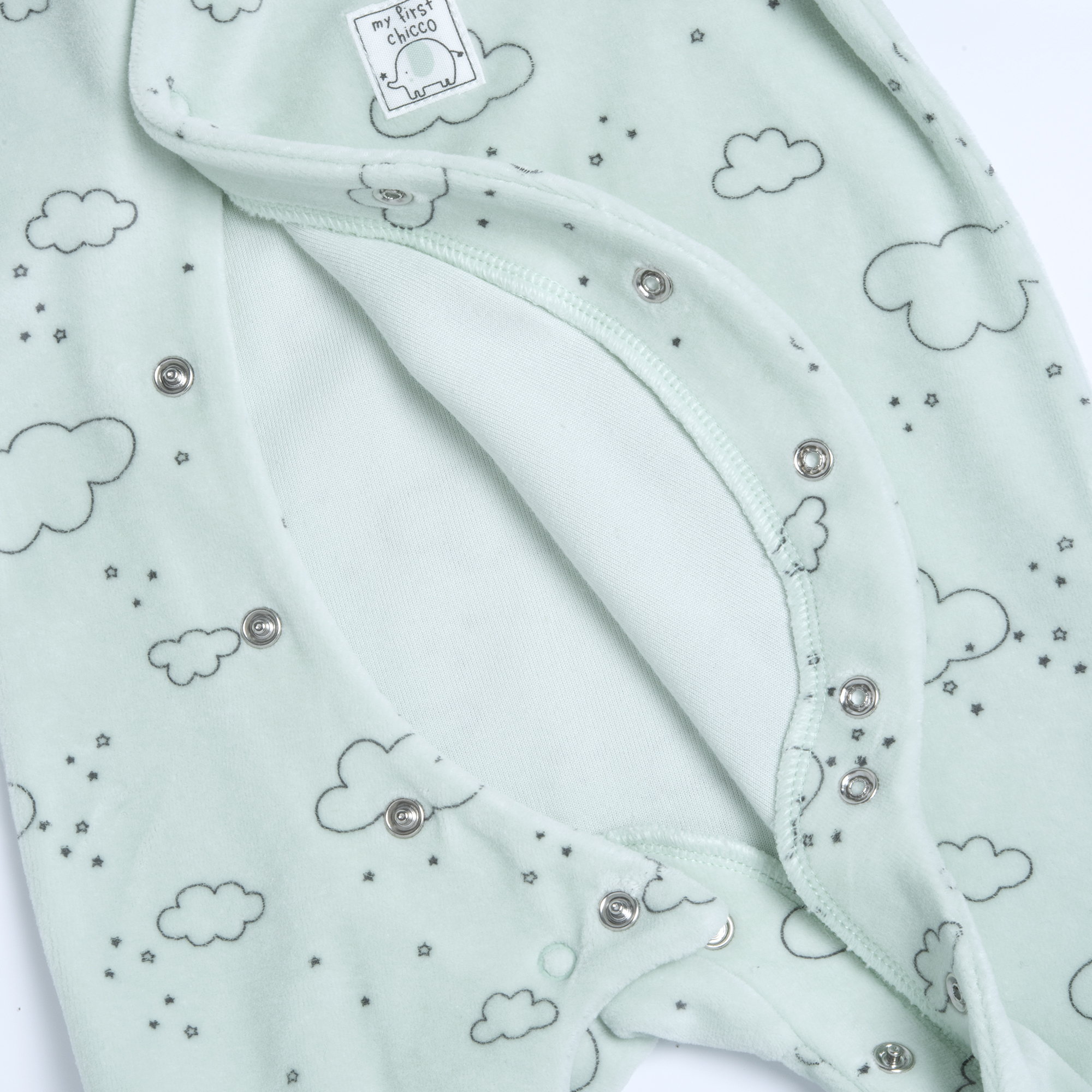 Chicco Βρεφικό Φορμάκι Ύπνου Unisex Chenille με Συννεφάκια Μέντα (Oeko-Tex) - Image 3