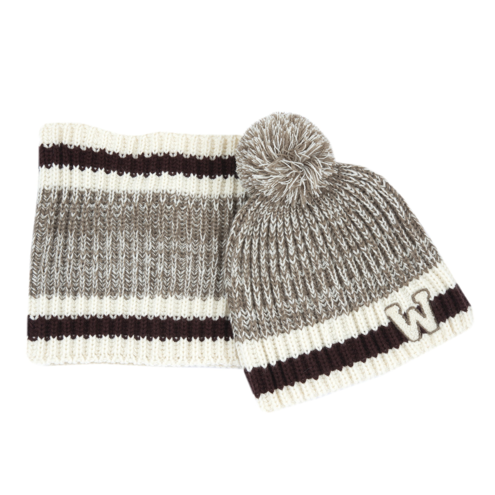 Chicco Παιδικό Σετ Σκούφος & Λαιμός Πλεκτό Μπεζ-Καφέ Μελανζέ